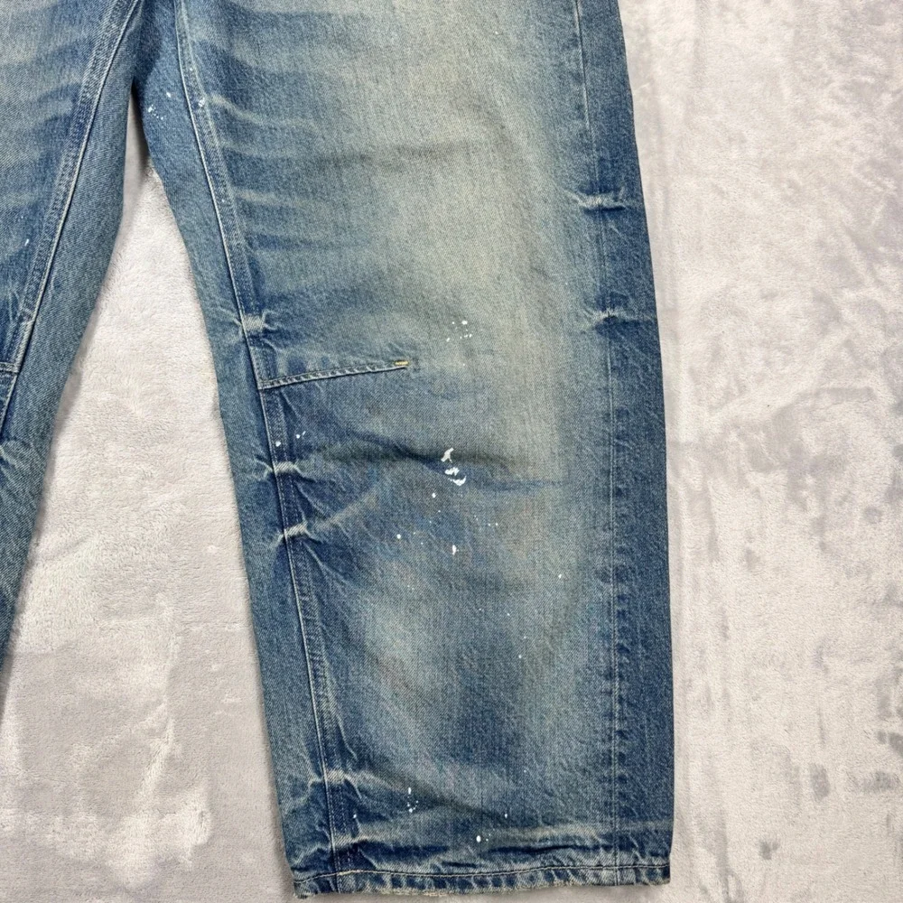 FREE PEOPLE We The Free  Moxie Barrel Jeans Womens 29 Wide Leg Paint Splatter